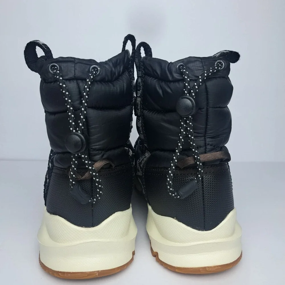 The North Face Thermoball Lace Up Boots Black White Womens Size 9 Snow Winter